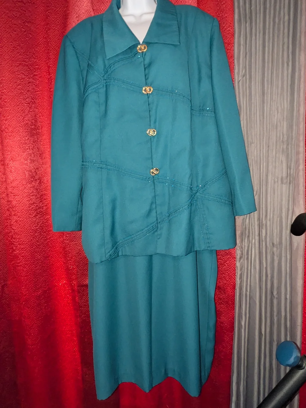 Kelly Brook Teal Two-Piece Skirt Set